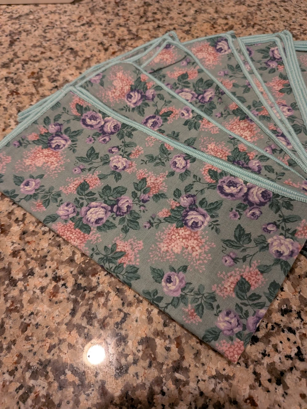 Vintage NOS Dillards Floral Mint Fabric Party Napkins - Set of 8